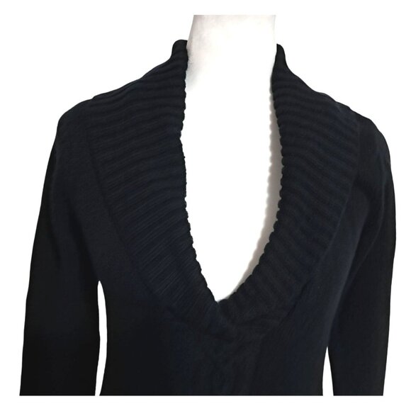 Old Navy Black Cable Knit Sweater Dress With Cowl Neck & Long Sleeves Size Small - Picture 4 of 11